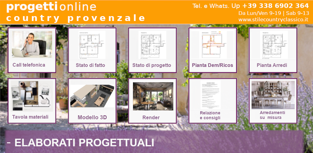 Architetto online specialista stile provenzale e shabby chic elaborati proggettuali