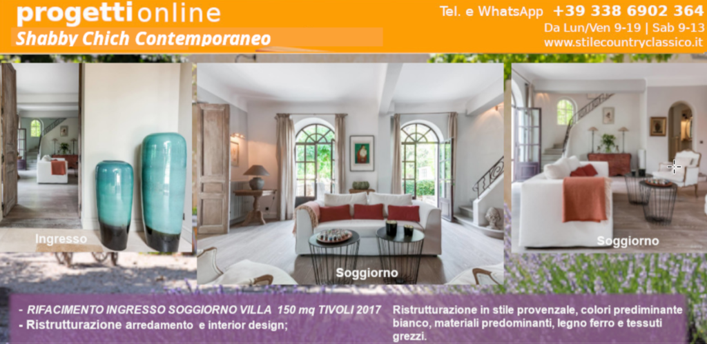 progetto interior design shabby chic contemporane vila Tivoli